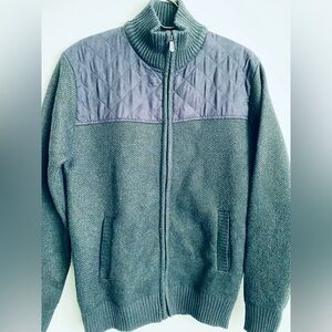 Scott James Full Zip Flannel Lined Sweater, size small, navy blue